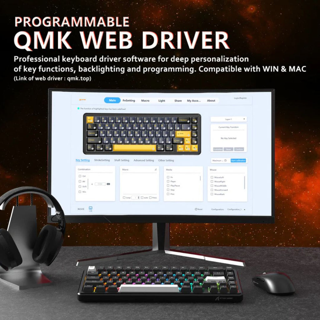TJM ATTACK SHARK X65 Magnetic Mechanical Keyboard - Business Black