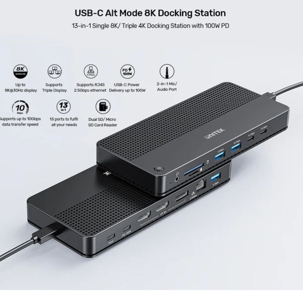 TJM UNITEK USB-C 8K Docking Station with 100W PD - D1104A01