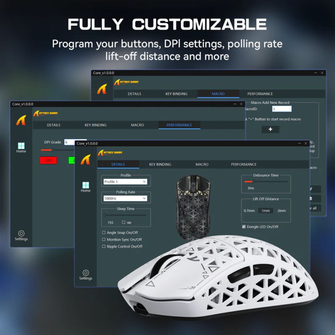 TJM ATTACK SHARK R5 Ultra Carbon Fiber Wireless 8K Gaming Mouse - White