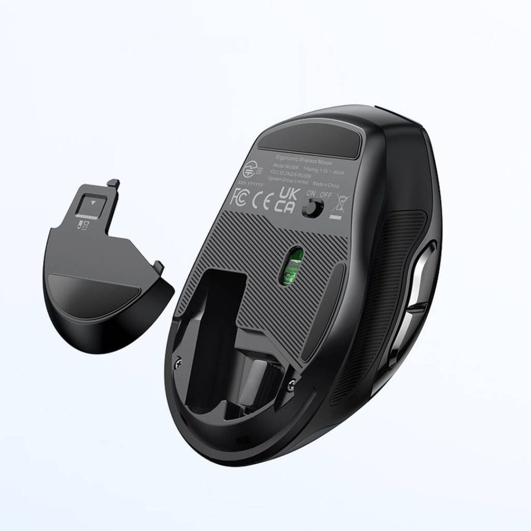 TJM UGREEN MU006 Ergonomic Optical Wireless Mouse - Black