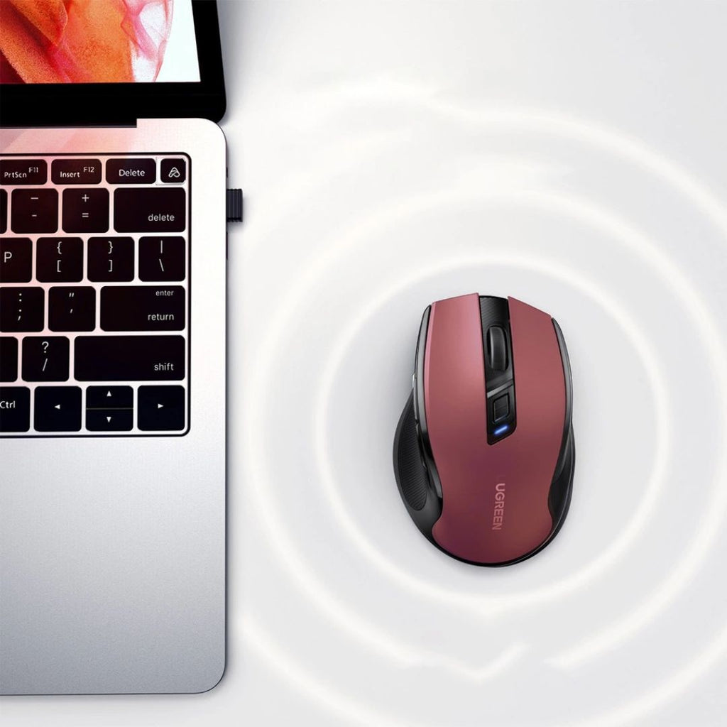 TJM UGREEN MU006 USB Optical Wireless Mouse - Red
