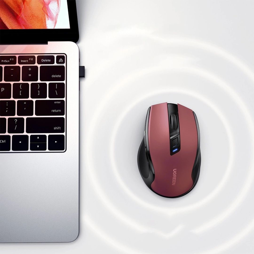 TJM UGREEN MU006 USB Optical Wireless Mouse - Red