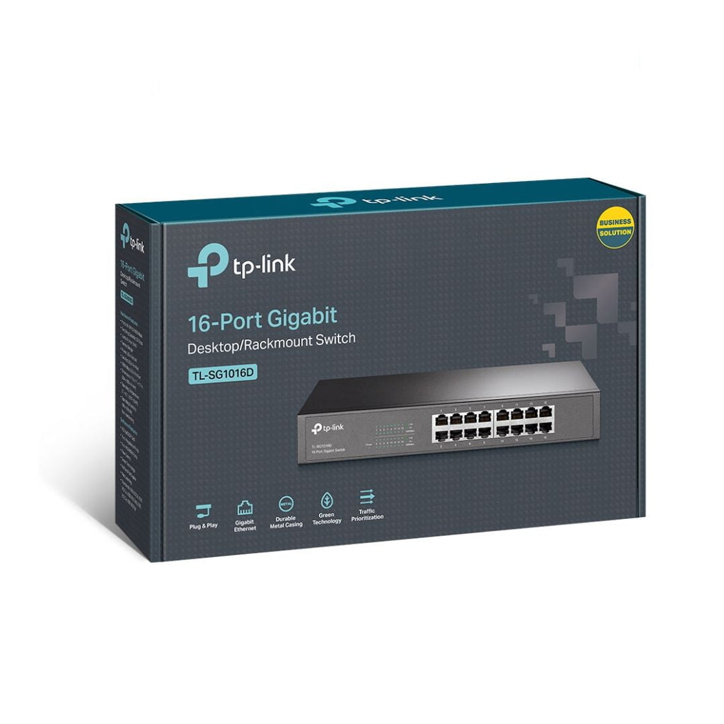 TJM TP-Link TL-SG1016D V9, Gigabit Desktop/Rackmount Switch, 16-Port