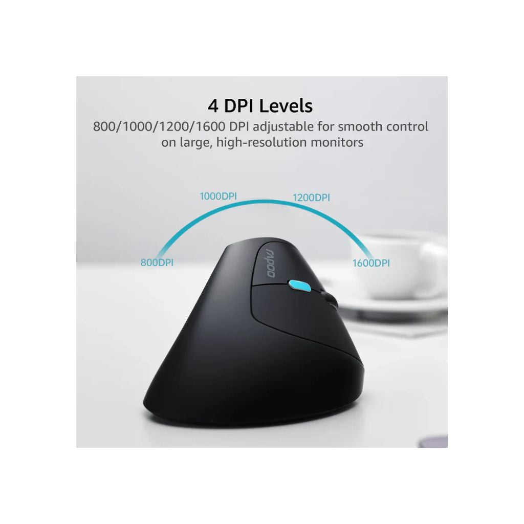 TJM Rapoo EV250 Vertical Ergonomic Wireless Mouse - Black