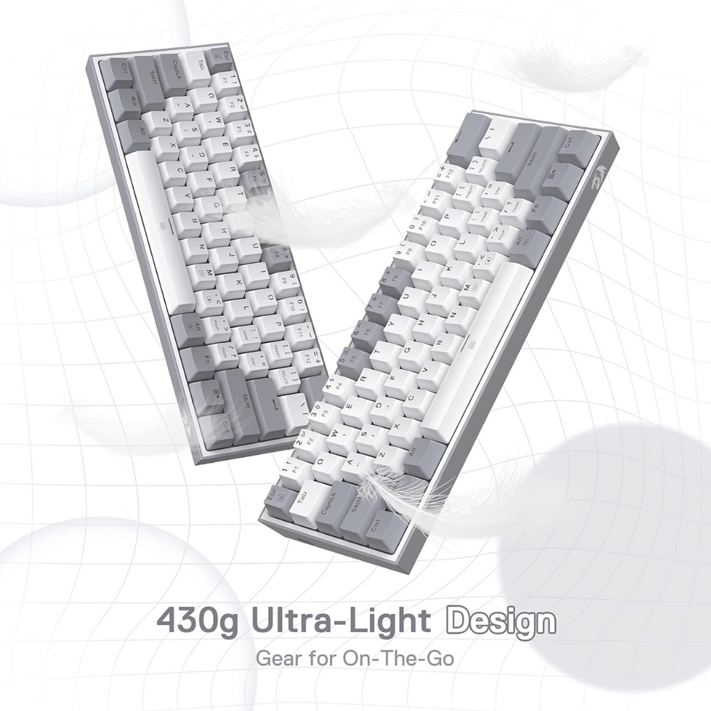 TJM Redragon K617 Fizz 60% Mechanical Gaming Keyboard - Gray White
