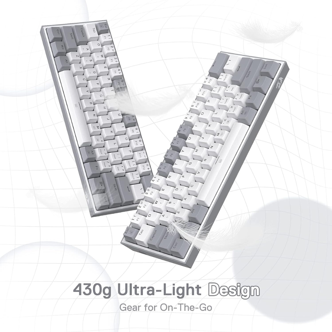 TJM Redragon K617 Fizz 60% Mechanical Gaming Keyboard - Gray White