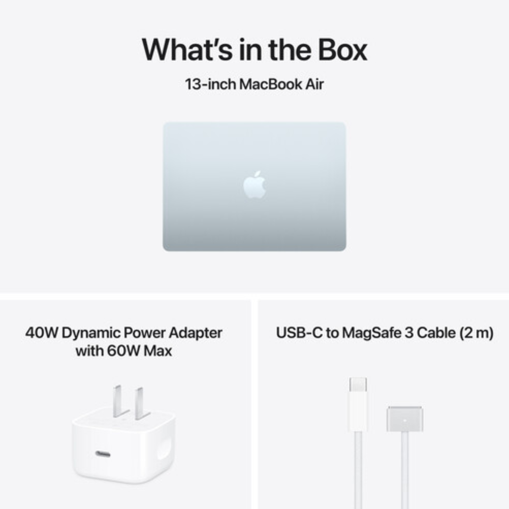 TJM Apple Macbook Air MDHH4AB/A - A3449, M5 Chip (10 Core), GPU (8 Core), RAM 16GB, SSD 512GB, 13.0 (2560 x 1664), Sky Blue