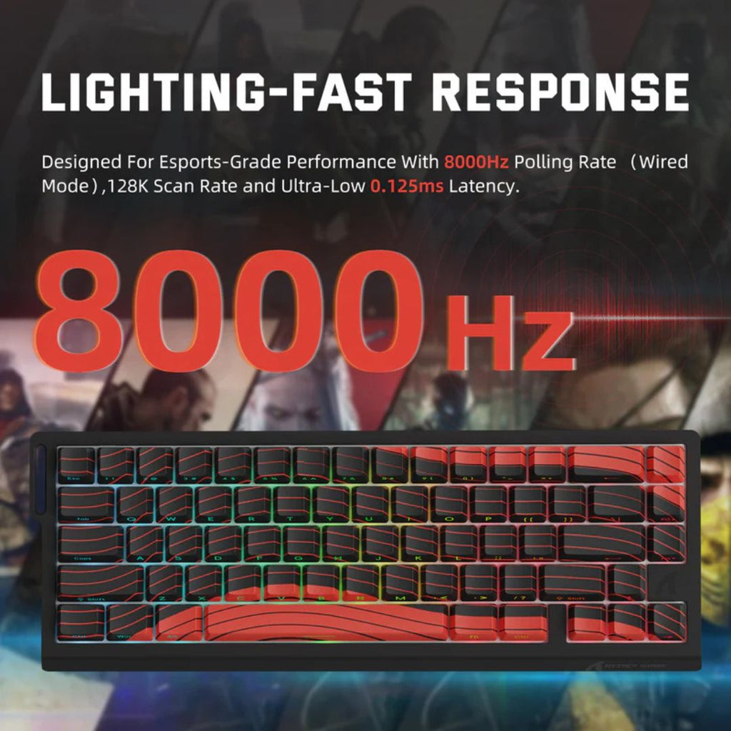 TJM ATTACK SHARK X68 Pro Magnetic Wireless Keyboard - Red and Black