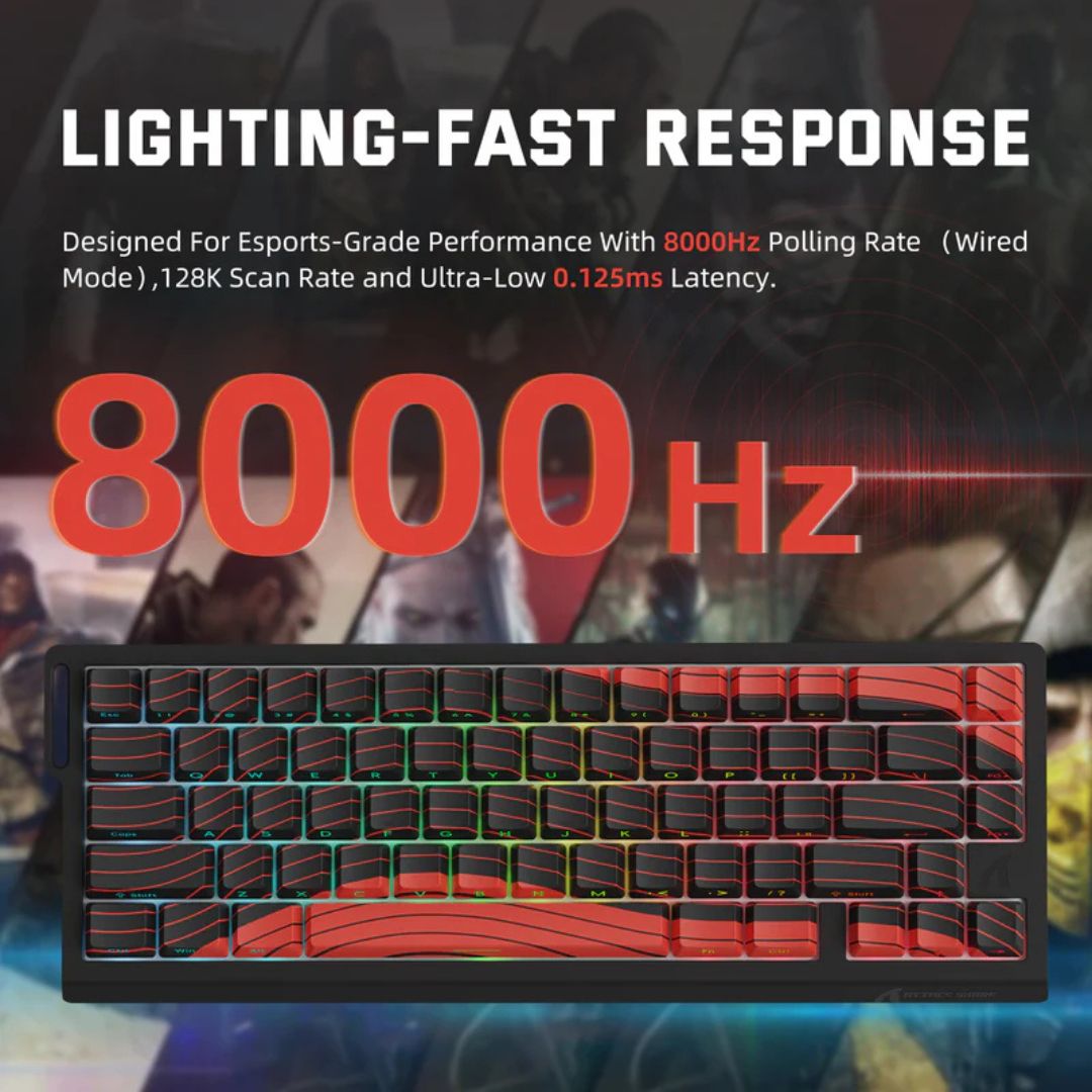 TJM ATTACK SHARK X68 Pro Magnetic Wireless Keyboard - Red and Black