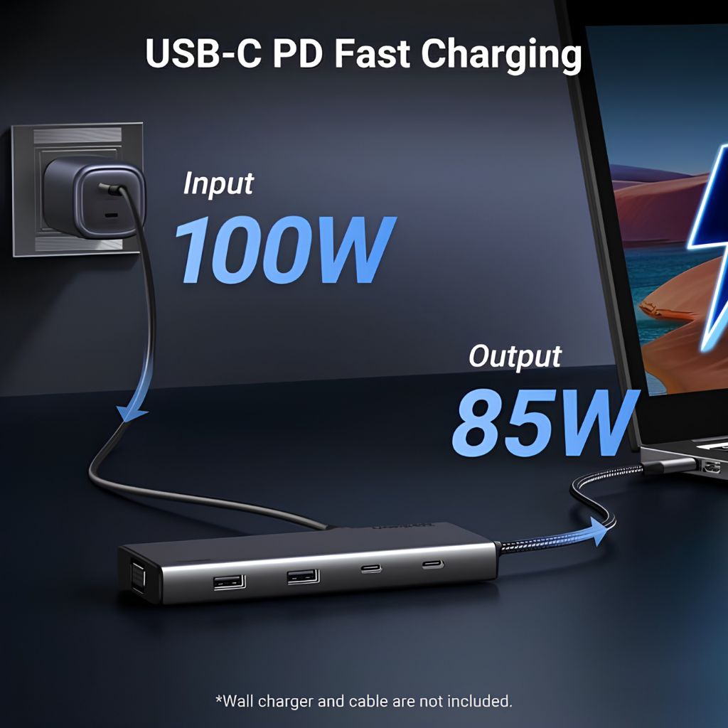 TJM UGREEN UG-35588 8-in-1 USB-C Hub with HDMI, USB 3.0, SD/TF, Ethernet, PD