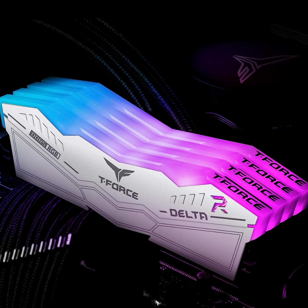 TJM TEAMGROUP T-Force Delta RGB DDR5 Ram 64GB (2x32GB) 6000MHz CL38 - White
