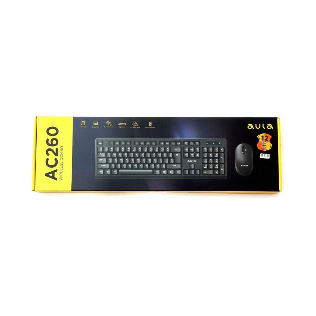 TJM AULA AC260 Wireless Combo Keyboard & Mouse - Black