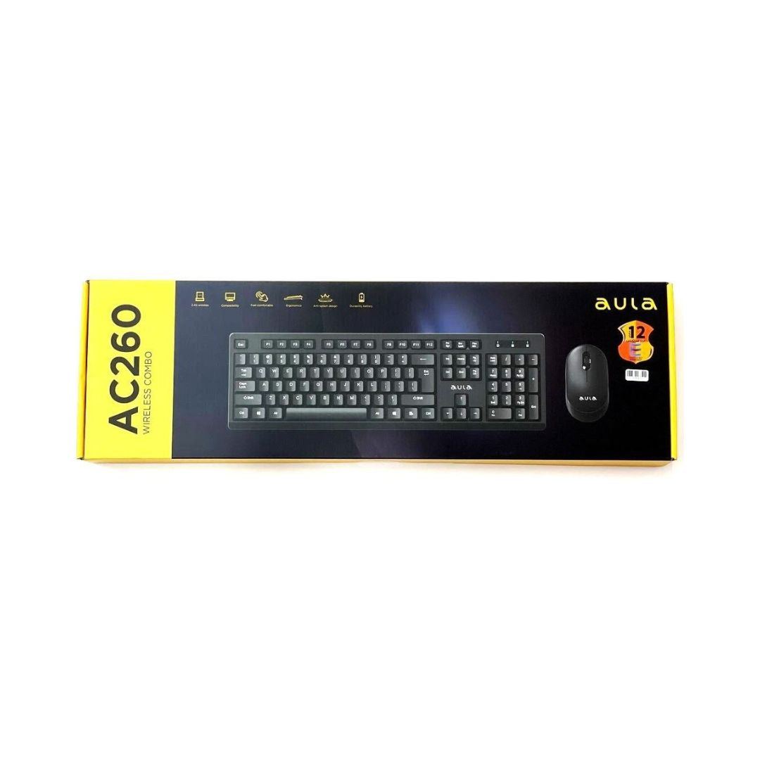 TJM AULA AC260 Wireless Combo Keyboard & Mouse - Black