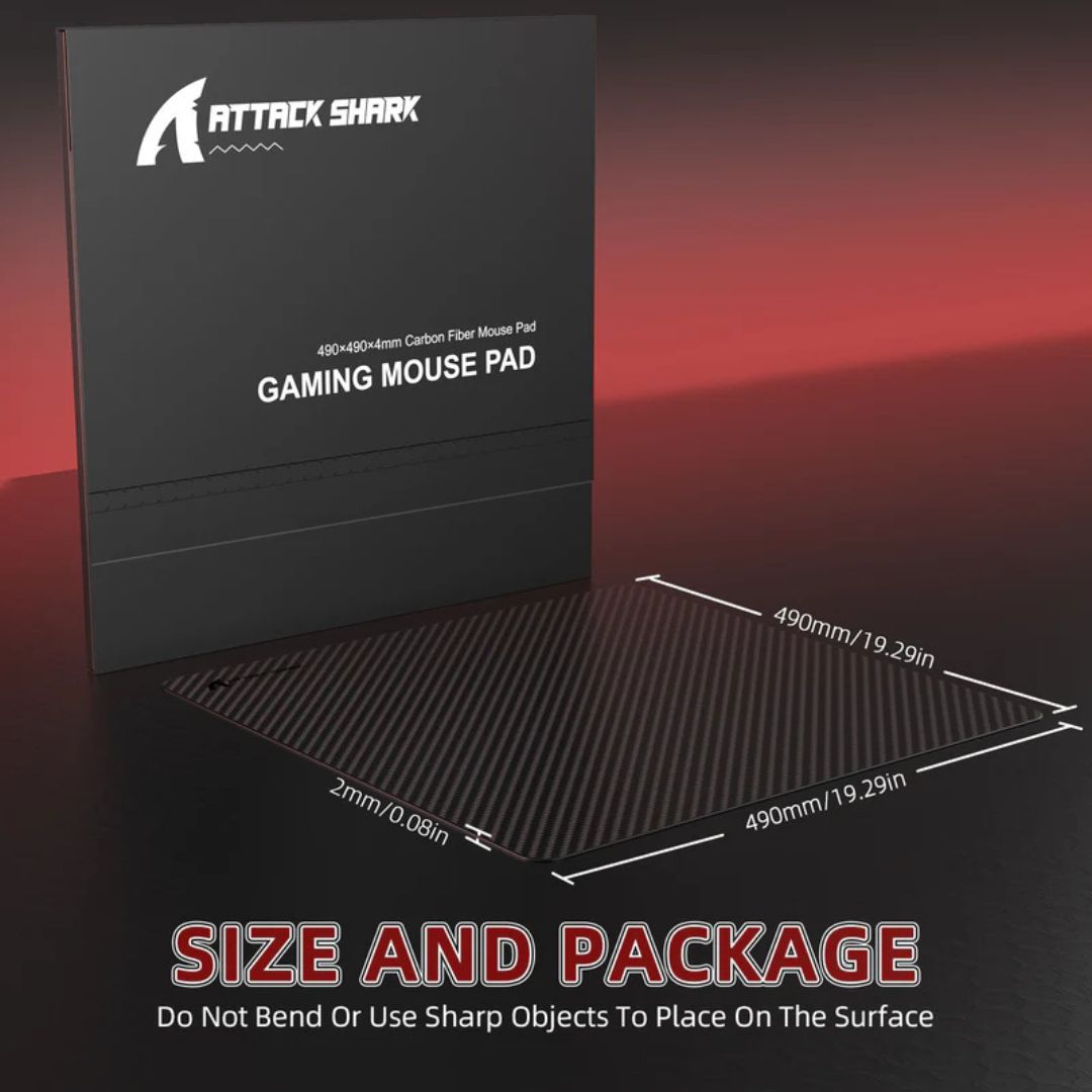 TJM ATTACK SHARK CM04 XL 490*490mm eSport Carbon Fiber Gaming Mousepad - Eclipse Black