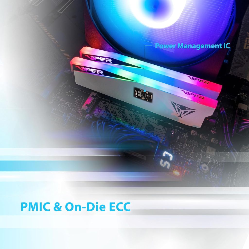 TJM Patriot Viper Elite 5 DDR5 RAM 32GB (2x16GB) 6000MHz RGB CL30 - White
