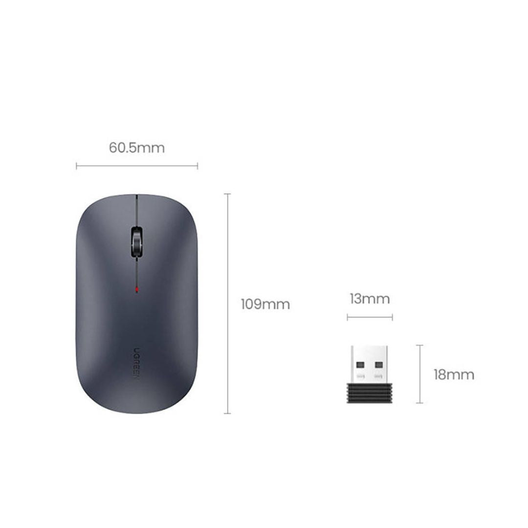 TJM UGREEN MU001 USB Optical Wireless Mouse - Black