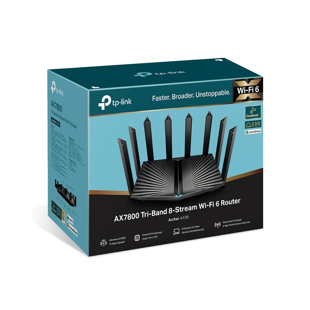 TJM TP-Link Archer AX95, AX7800 Tri-Brand Wi-Fi 6E Router