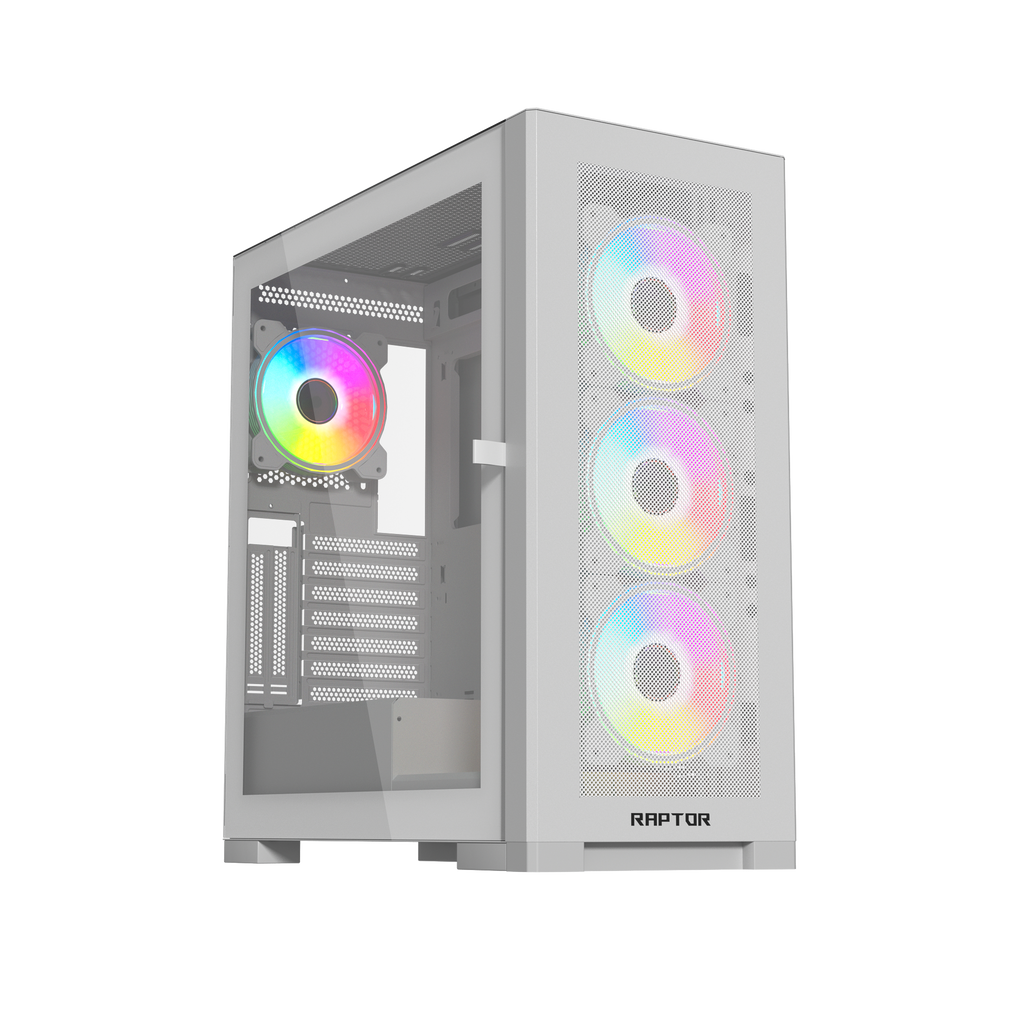 TJM Raptor 290-XL ARCTIC HAWK RGB Mid Tower Case - White