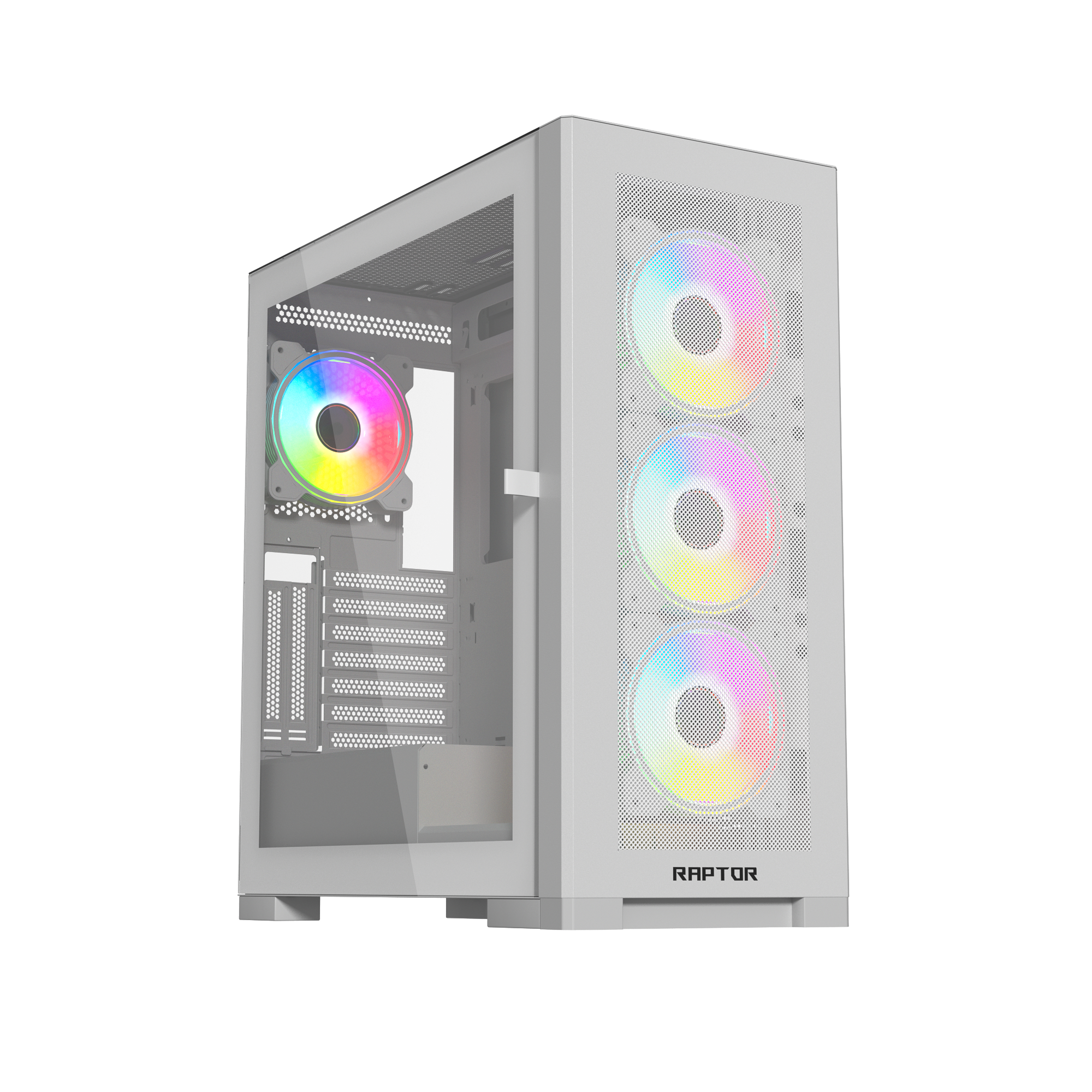TJM Raptor 290-XL ARCTIC HAWK RGB Mid Tower Case - White