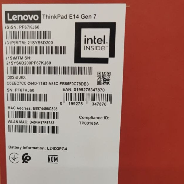 TJM Lenovo Thinkpad E14 - (D200), Intel Ultra 5-225U, RAM 16GB, SSD 512GB, Intel Graphics, 14.0 WUXGA IPS, Black