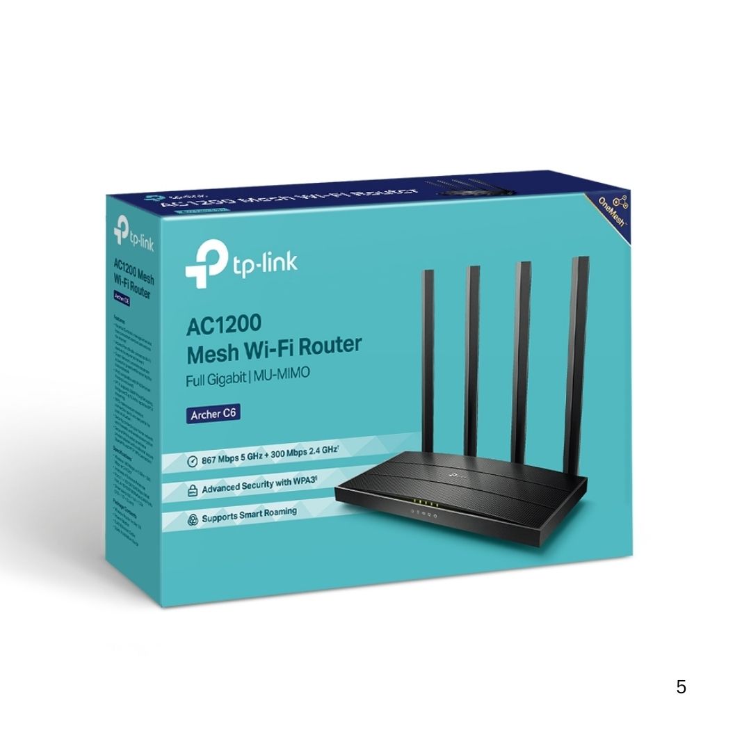 TJM TP Link Archer C6 AC1200 Wi-Fi 5 Wireless MU-MIMO Gigabit Router