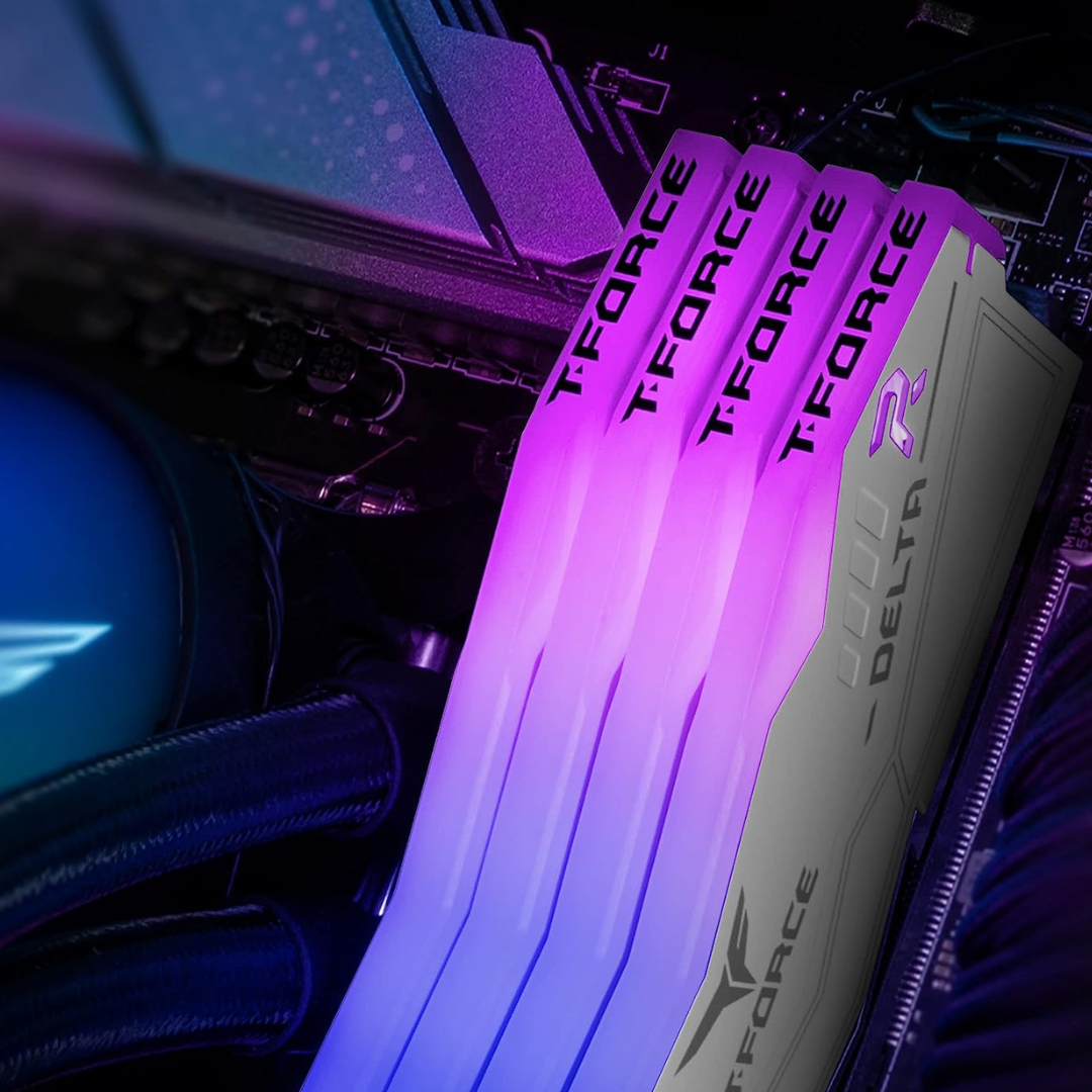TJM TEAMGROUP T-Force Delta RGB DDR5 Ram 64GB (2x32GB) 6000MHz CL38 - White