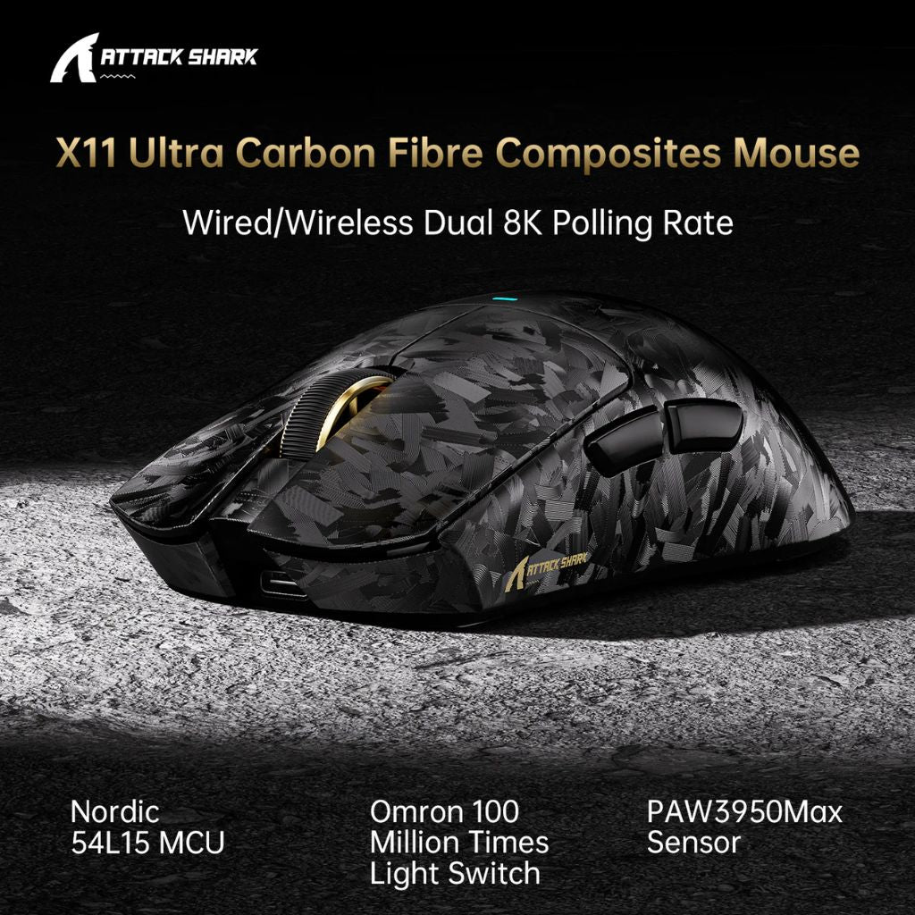 TJM Attack Shark X11 Ultra carbon fiber Wireless - Black