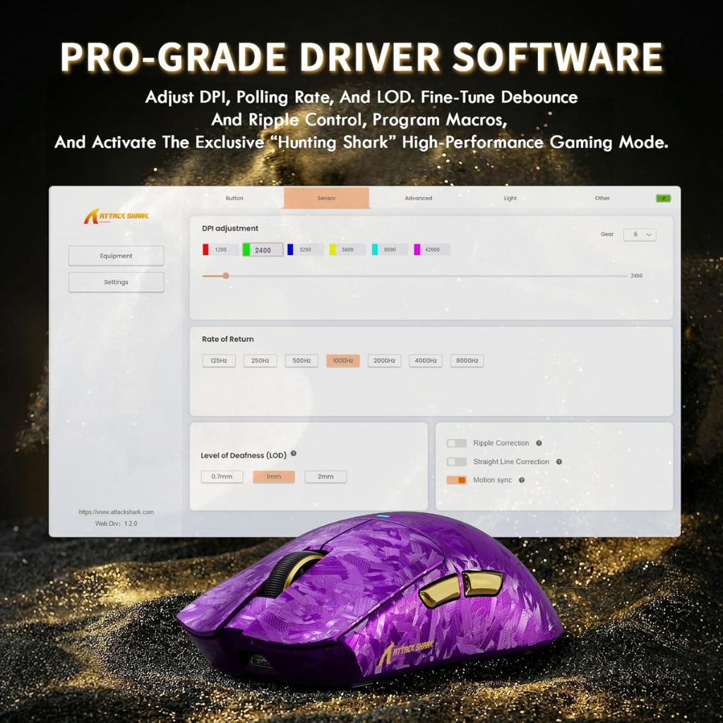 TJM Attack Shark X11 Ultra carbon fiber Wireless - Purple
