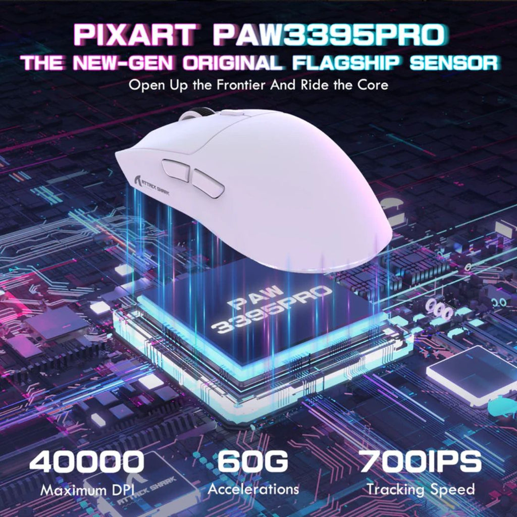 TJM ATTACK SHARK X1 Tri-mode Gaming Mouse - White