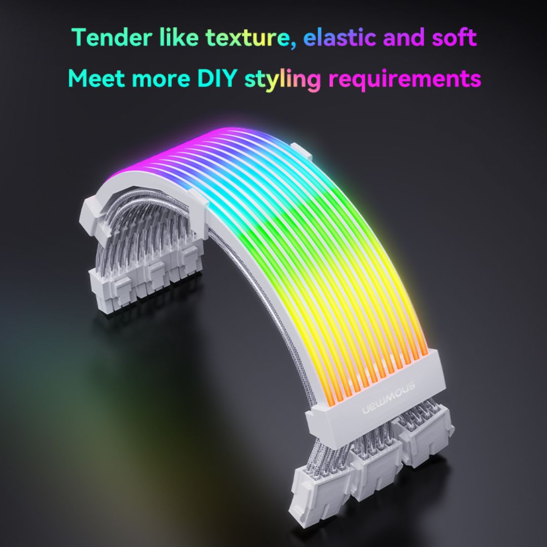 TJM SNOWMAN Sleeved Cover Extension Cable MB & GPU ARGB, 24 Pin + 12+4 Pin 12 VHPWER Kit