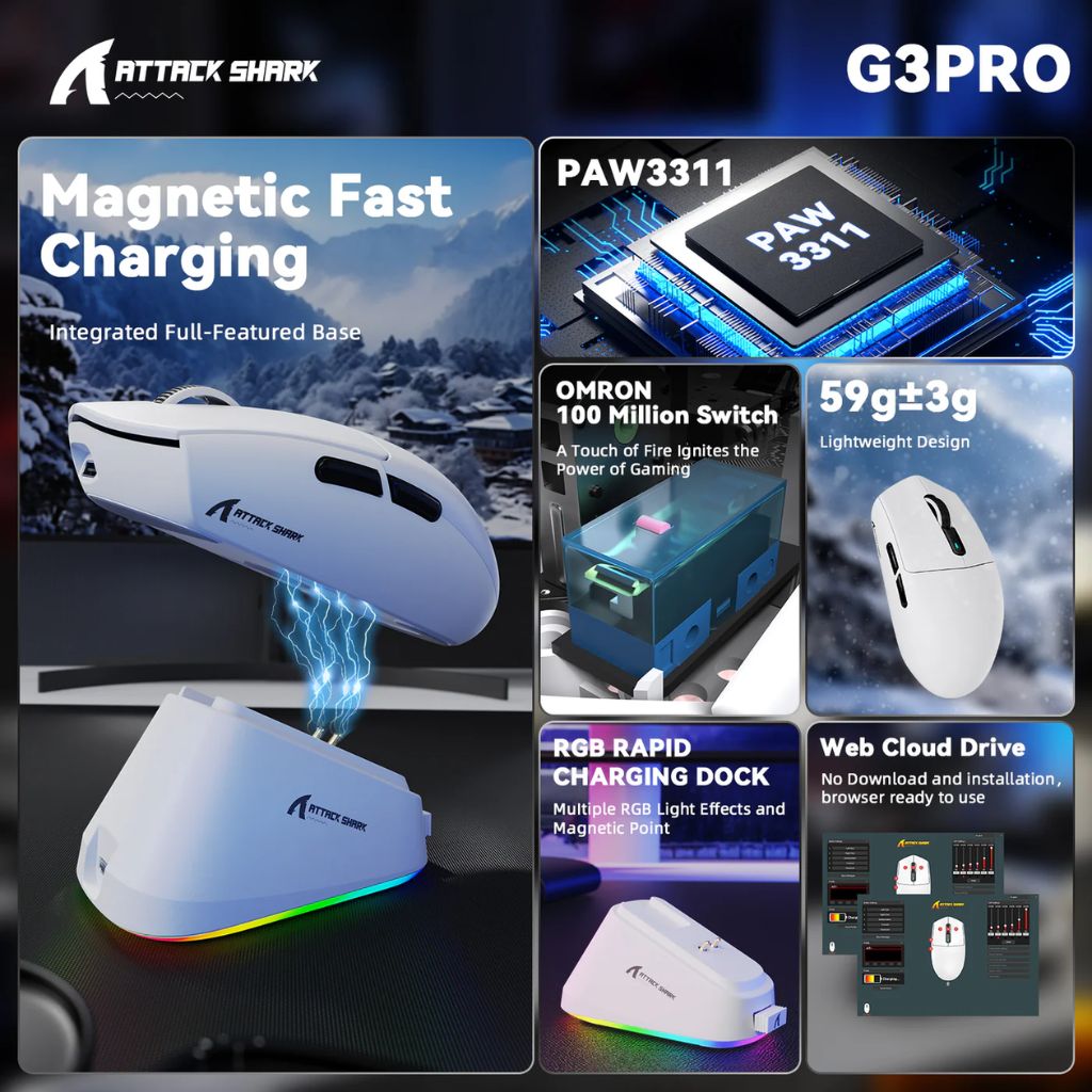 TJM Attack Shark G3 Pro Wireless - White