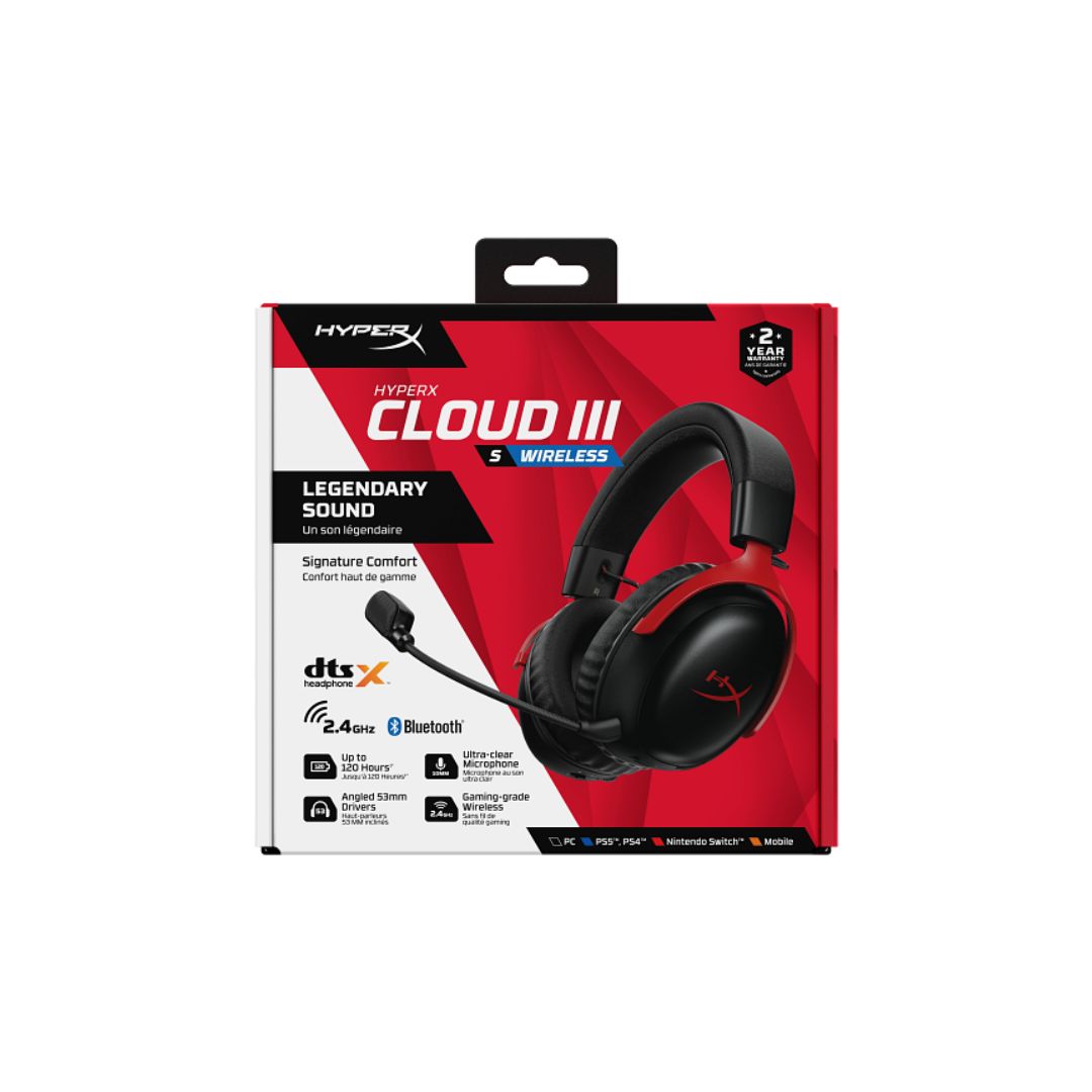 TJM HyperX Cloud III S Wireless Gaming Headset - Black & Red