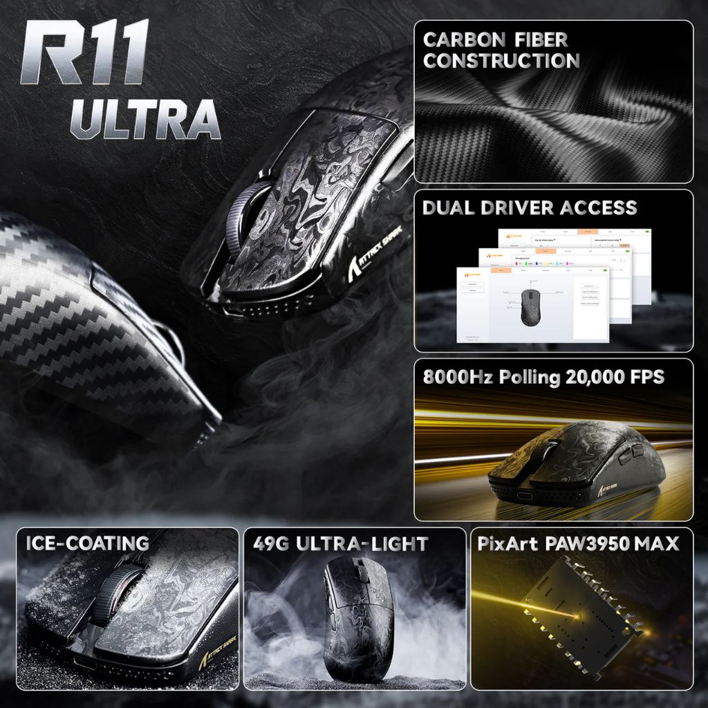 TJM Attack Shark R11 Ultra carbon fiber Wireless - Blade