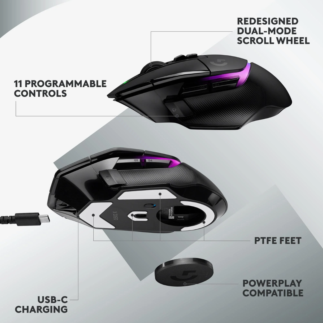 TJM Logitech G502 X PLUS Lightspeed Wireless Optical Mouse Black