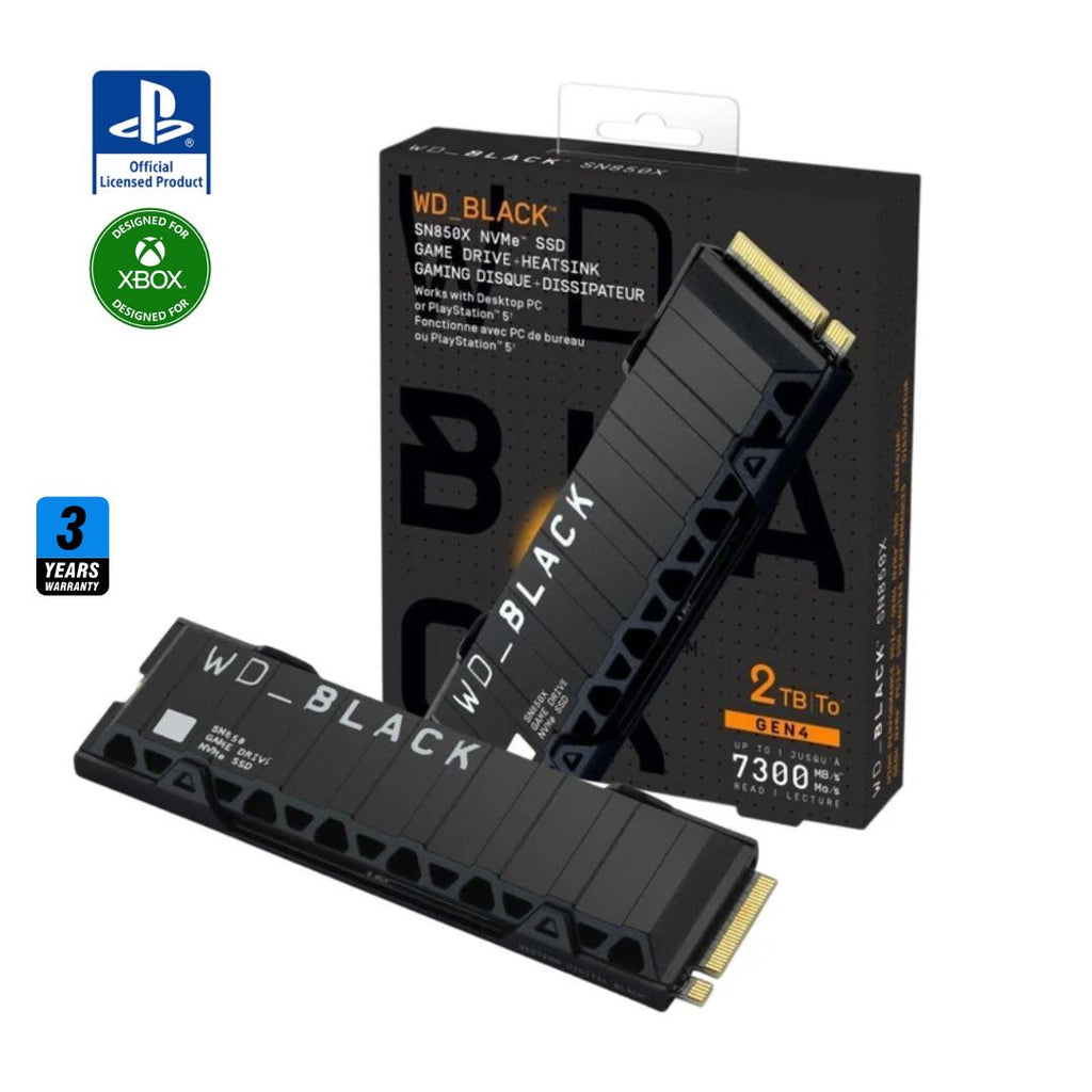 TJM WD BLACK SN850 2TB with Heatsink , 7300MB/s M.2 NVME , PCIe 4.0