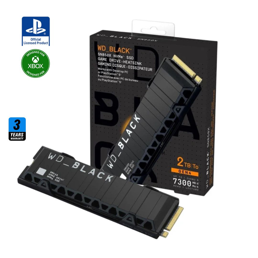 TJM WD BLACK SN850 2TB with Heatsink , 7300MB/s M.2 NVME , PCIe 4.0