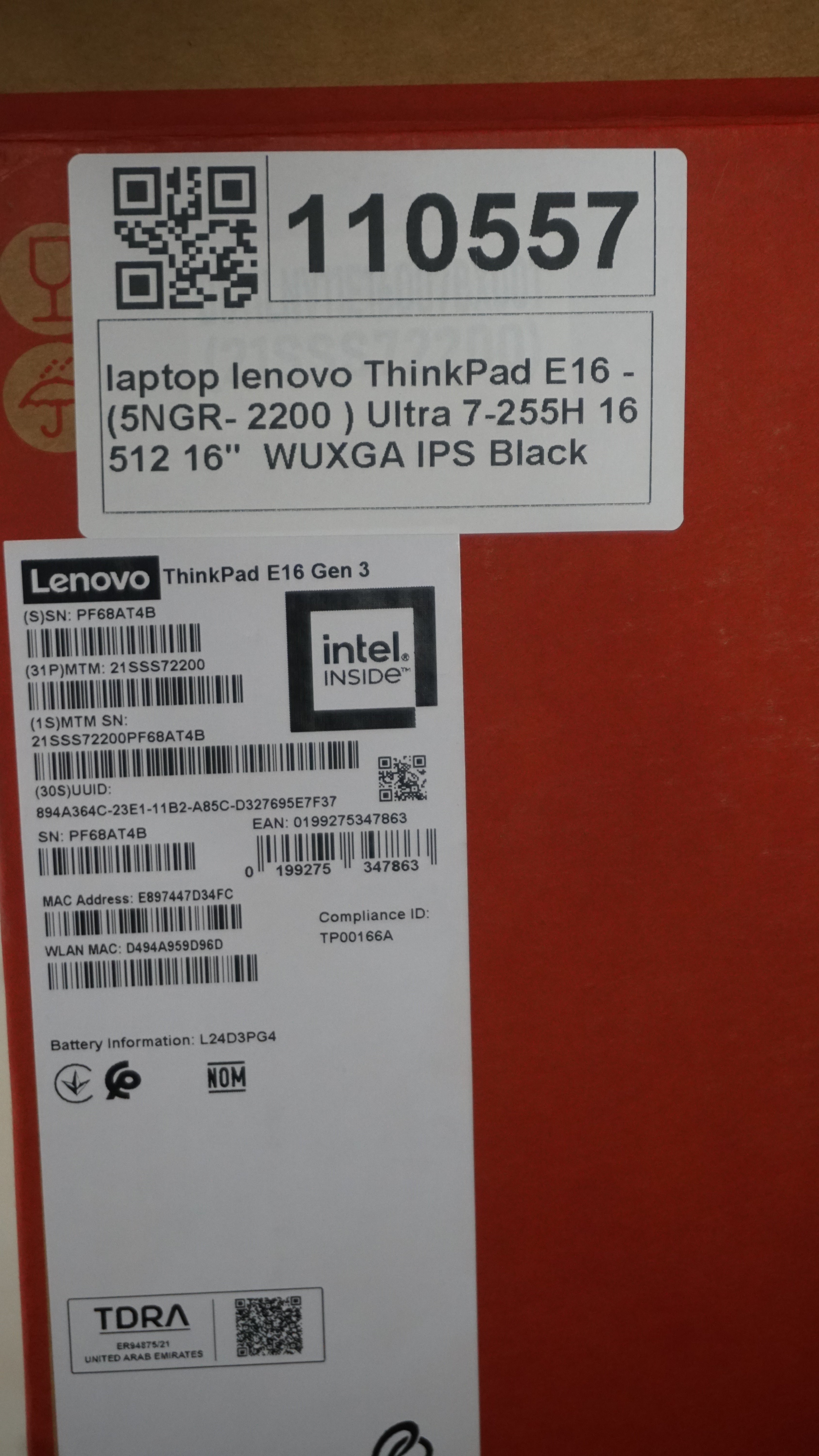TJM Lenovo ThinkPad E16 - (5NGR) Ultra 7-255H, 16GB, 512GB, Intel® Graphics, 16 Inch WUXGA IPS, Black