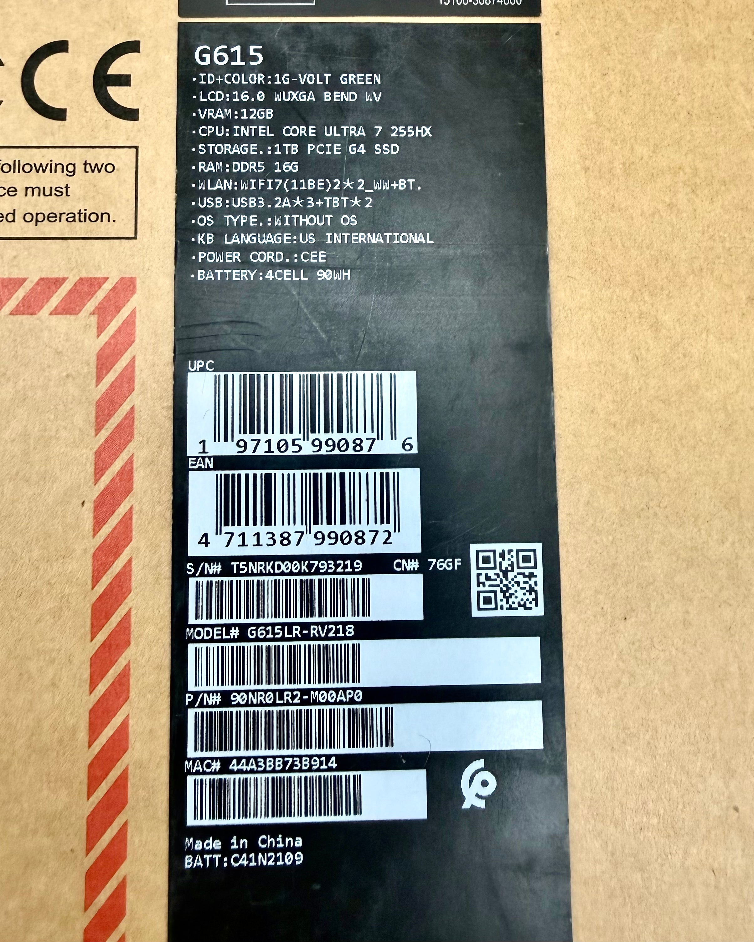 TJM ASUS ROG Strix G16 G615LR-RV218, Intel Core Ultra 7-255HX, RAM 16GB, 1TB SSD NVMe, NVIDIA RTX 5070 Ti 12G, 16.0 Inch WUXGA 165Hz IPS, Eclipse Gray