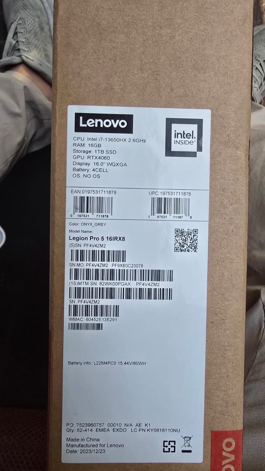 TJM Lenovo Legion PRO 5 16IRX8 - (PGAX), Intel Core i7-13650HX, RAM 16GB, 1TB SSD, RTX 4060 8GB, 16.0 2K WQXGA IPS 240Hz, Onyx Gray