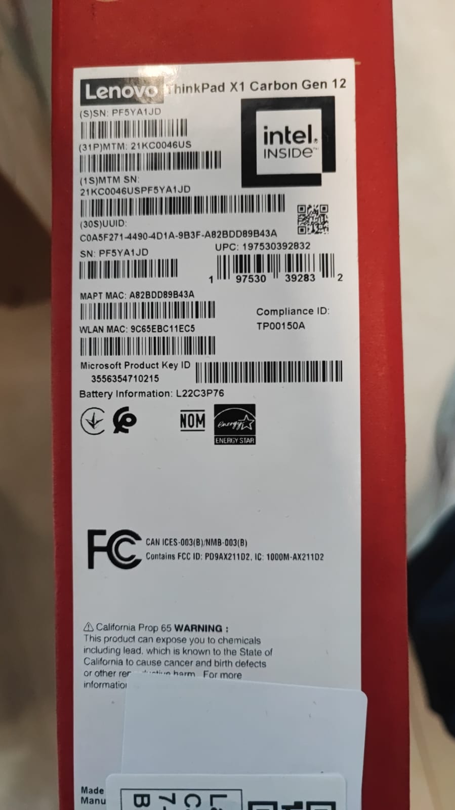 TJM Lenovo ThinkPad X1 Carbon - (46US), Intel Core Ultra 7-155U, RAM 32GB, SSD 512GB, Intel Graphics, 14" WUXGA IPS Touch, Black