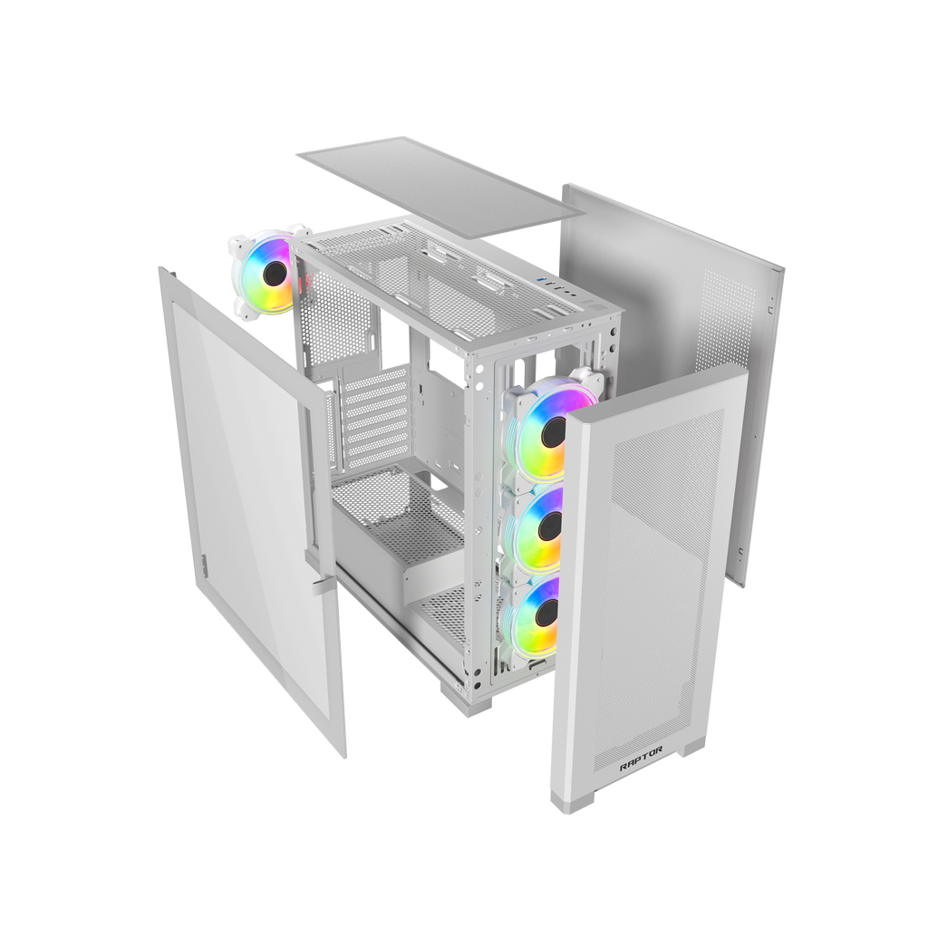 TJM Raptor 290-XL ARCTIC HAWK RGB Mid Tower Case - White