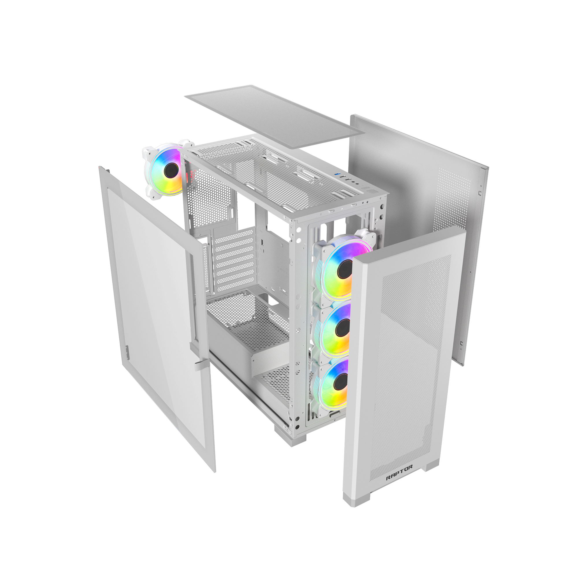 TJM Raptor 290-XL ARCTIC HAWK RGB Mid Tower Case - White