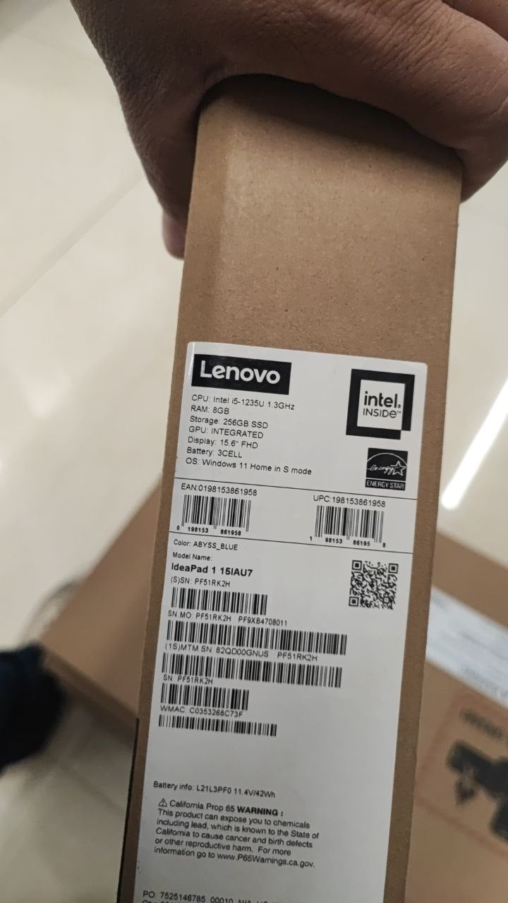 TJM Lenovo IdeaPad 1 15IAU7 - (GNUS) Intel Core i5-1235U, RAM 8GB, SSD 256GB, Intel UHD Graphics, 15.6 Inch FHD, Abyss Blue