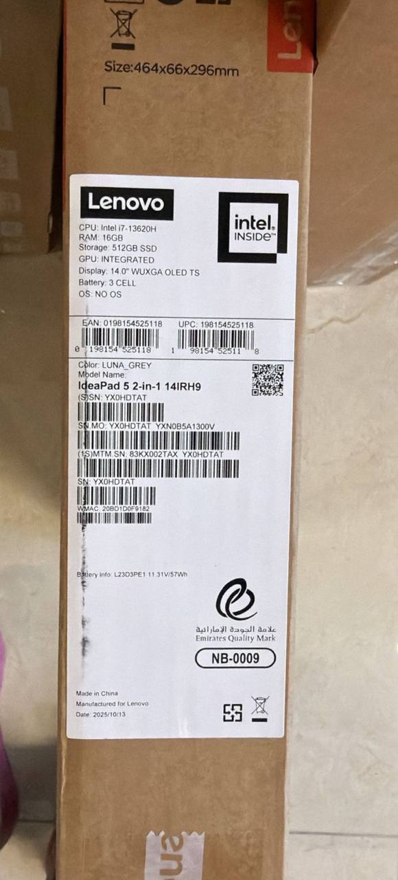 TJM Lenovo IdeaPad 5 2-in-1 14IRH9 (2TAX), Intel Core i7-13620H, RAM 16GB, SSD 512GB, Intel® UHD Graphics, 14.0 Inch WUXGA OLED Touch, Luna Gery