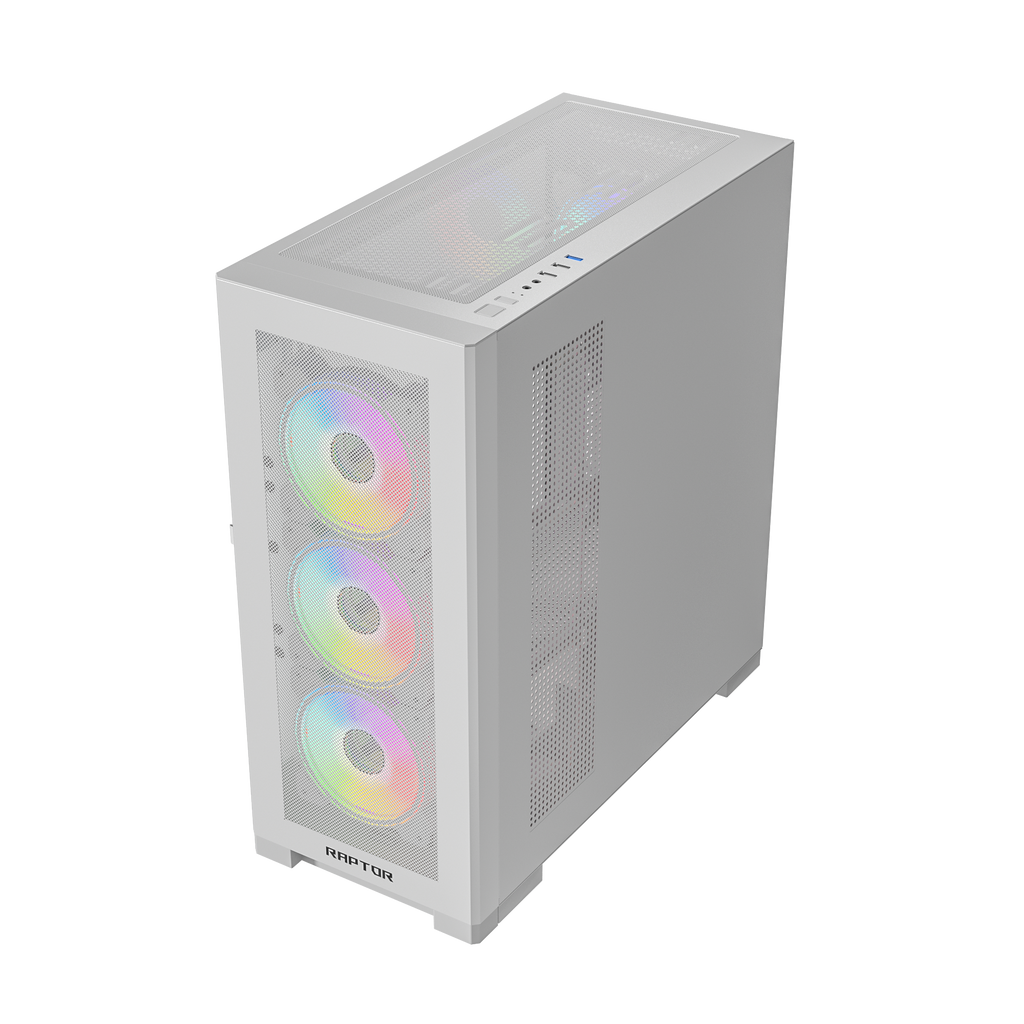 TJM Raptor 290-XL ARCTIC HAWK RGB Mid Tower Case - White