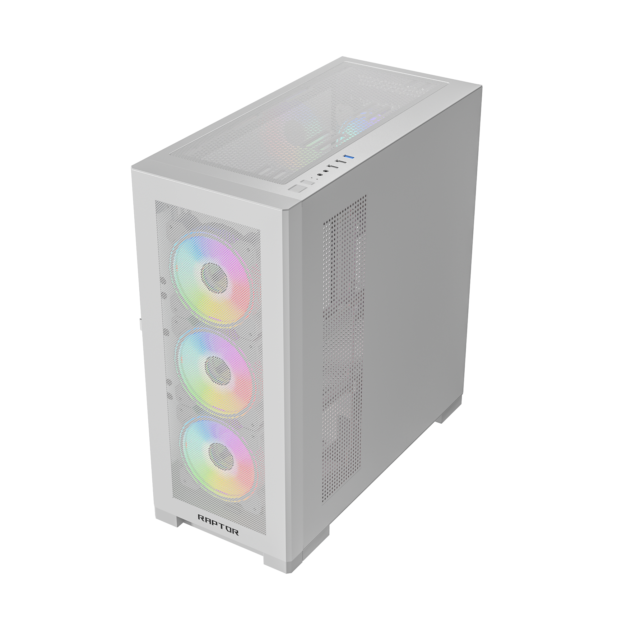 TJM Raptor 290-XL ARCTIC HAWK RGB Mid Tower Case - White