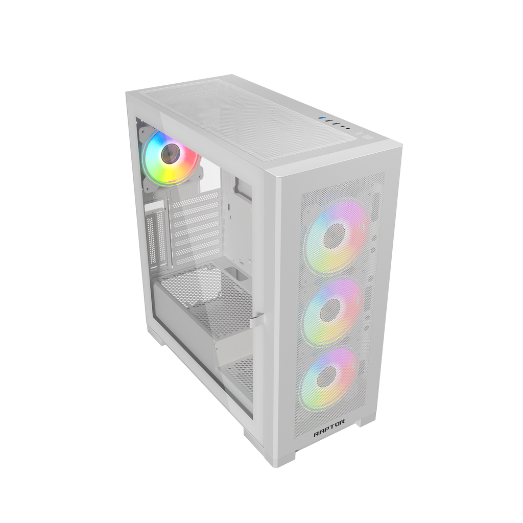 TJM Raptor 290-XL ARCTIC HAWK RGB Mid Tower Case - White