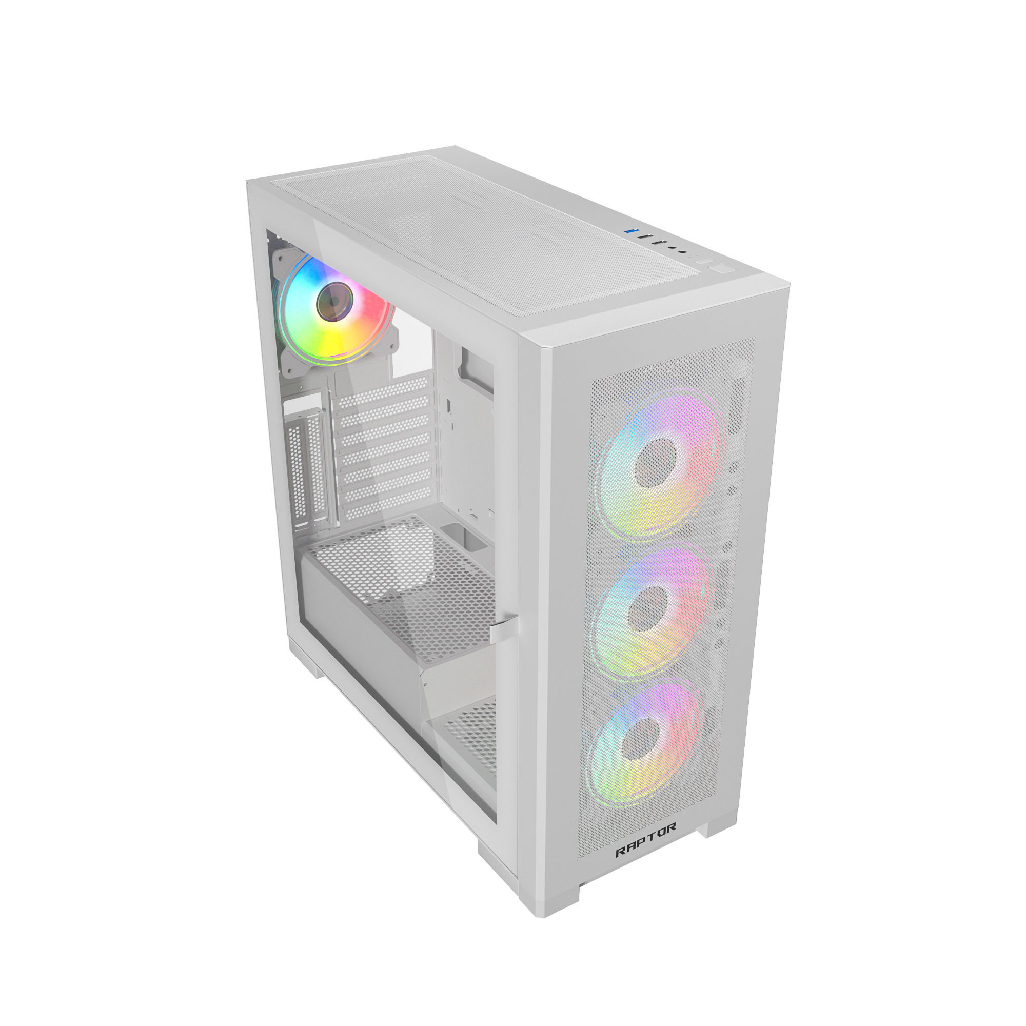 TJM Raptor 290-XL ARCTIC HAWK RGB Mid Tower Case - White