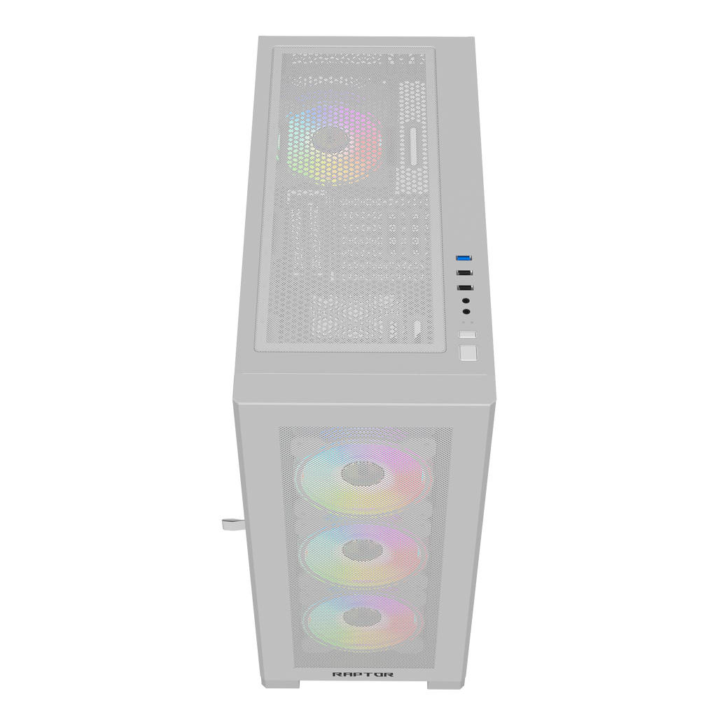 TJM Raptor 290-XL ARCTIC HAWK RGB Mid Tower Case - White