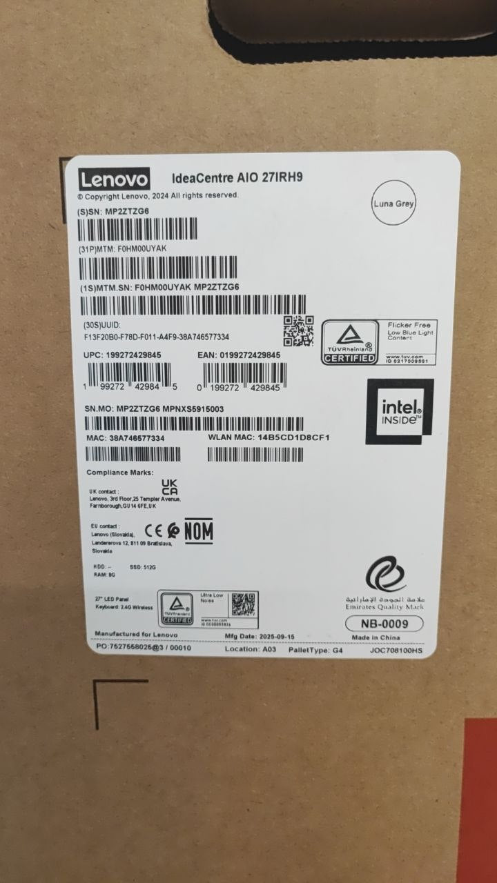 TJM All in One Lenovo IdeaCentre 27IRH9 - (UYAK) Intel Core i7-13620H, RAM 8GB, SSD 512GB, Intel® UHD Graphics, 27 FHD IPS, Black